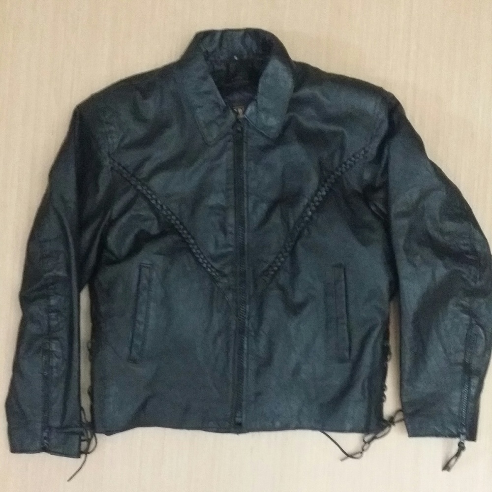 Vintage 80s Silver Bike Leather Motorcycle Jacket